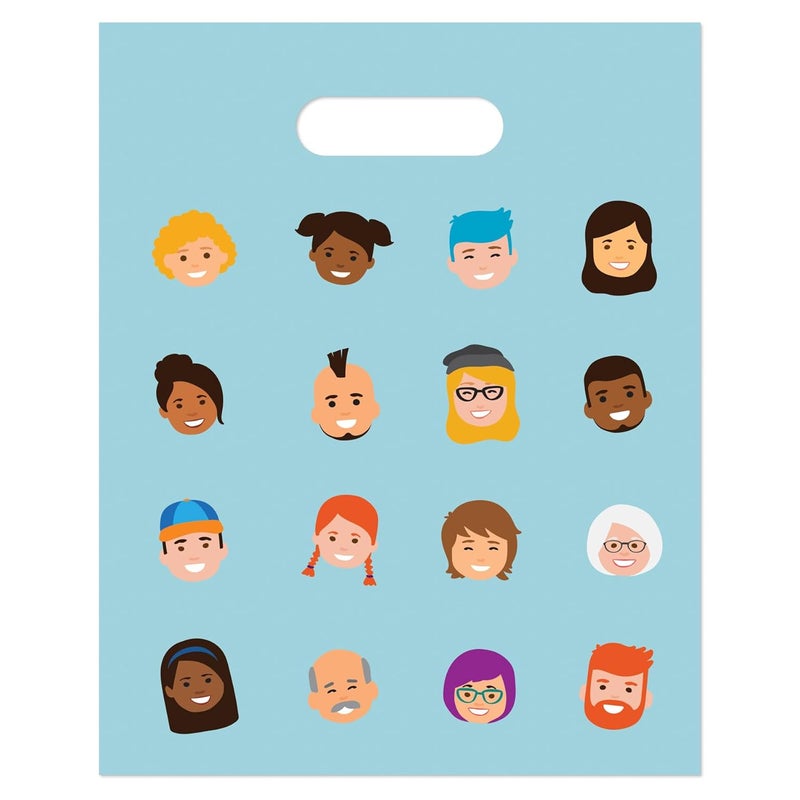 Practicon Smiling Memojis 8" x 10" Dental Giveaway Bag, Dental Hygiene Patient Care Goodie Bag, Dentist Office Plastic Gift Bags, 100 Pack - Image 3
